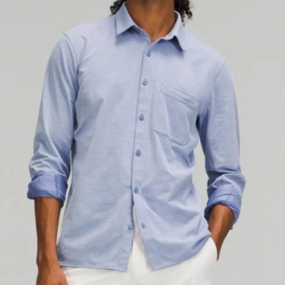 Lululemon Commission Long Sleeve Shirt Men's Oxford Blue Button-Up Shirt